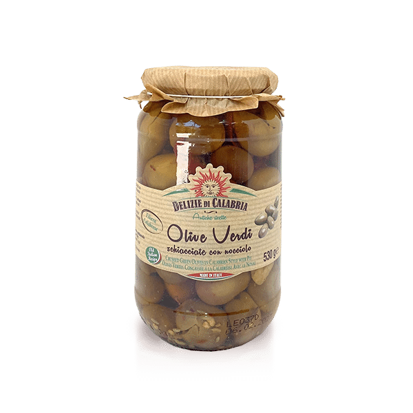 Drcené zelené olivy s peckou 530g